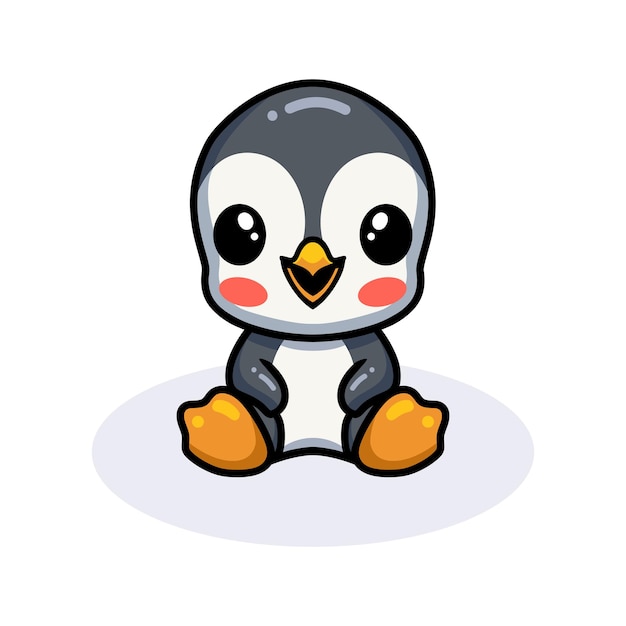 Schattige kleine pinguïn cartoon zitten