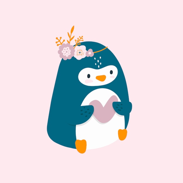 Schattige kleine pinguïn met hart