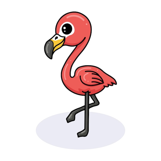 Schattige kleine roze flamingo cartoon poseren