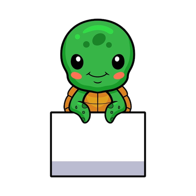 Schattige kleine schildpad cartoon met leeg teken