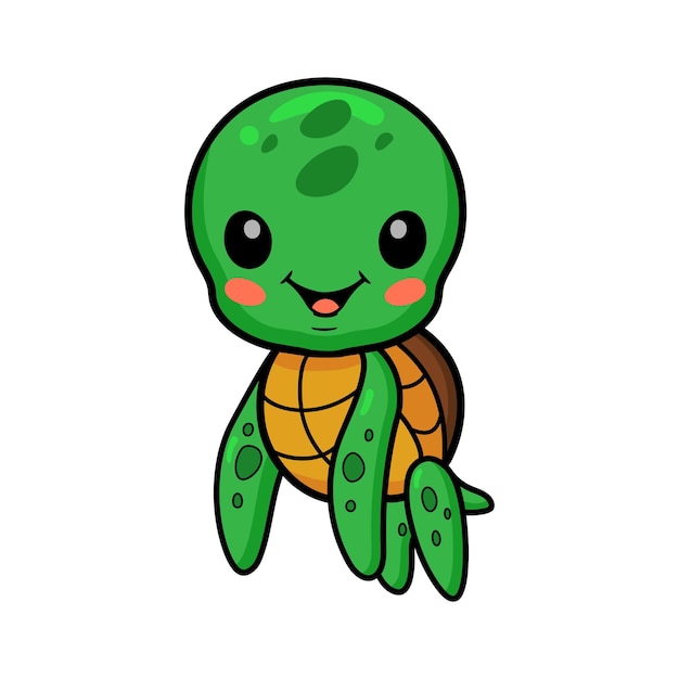 Schattige kleine schildpad cartoon poseren