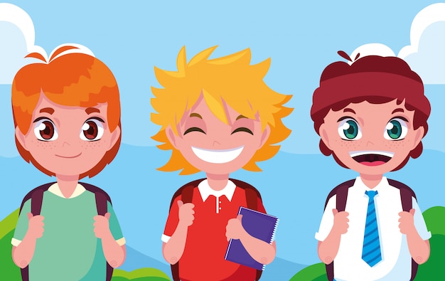 Schattige kleine student jongens avatar karakter