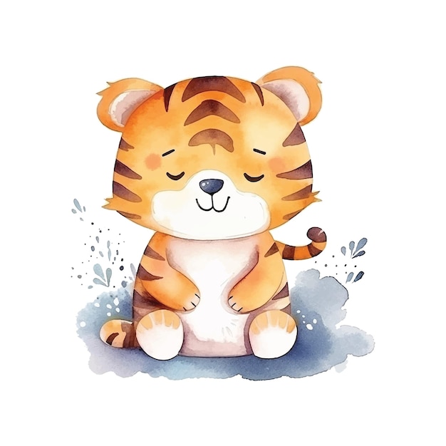 Schattige kleine tijger aquarelverf