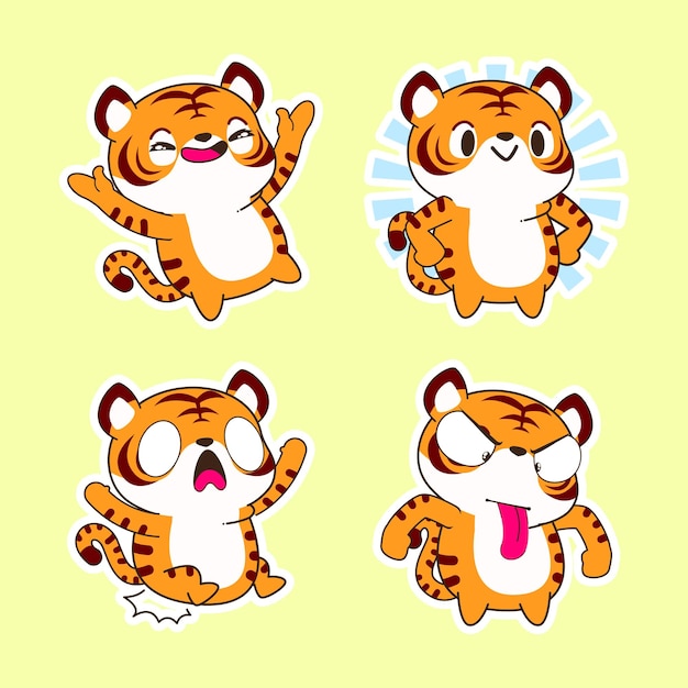 Schattige kleine tijger cartoon vectorillustratie