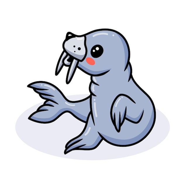 Schattige kleine walrus cartoon poseren