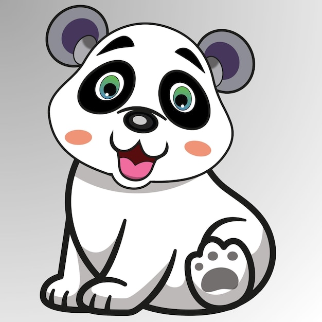 Schattige kleine witte panda cartoon