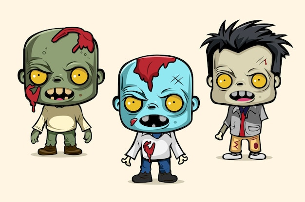 Schattige kleine zombies vectorset