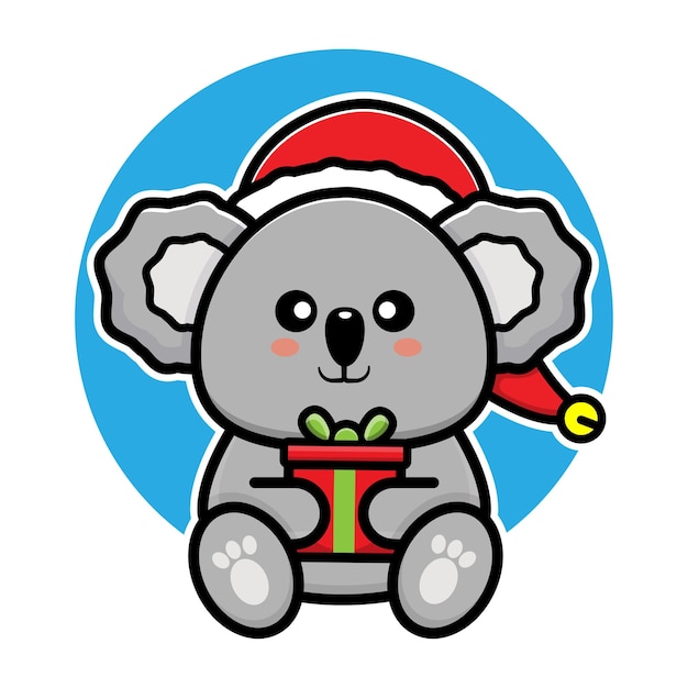 schattige koala met kerstmuts cartoon vector kerst concept illustratie
