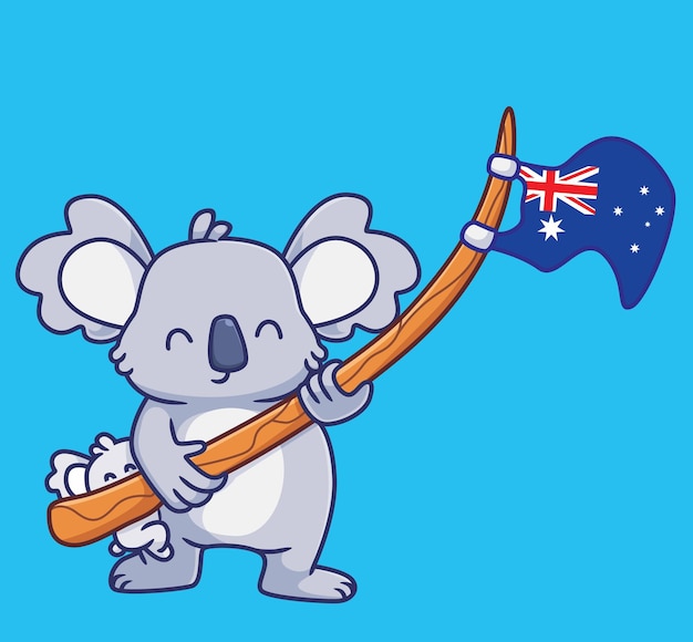 Schattige koala met vlag nationale onafhankelijke dag australisch