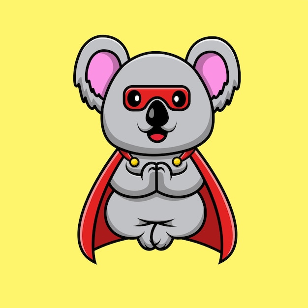 Schattige koala super hero drijvende cartoon vector icon illustratie
