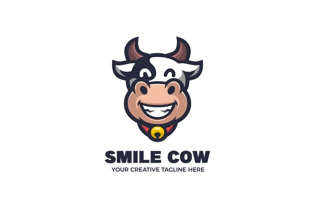 Schattige koe Cartoon mascotte logo sjabloon