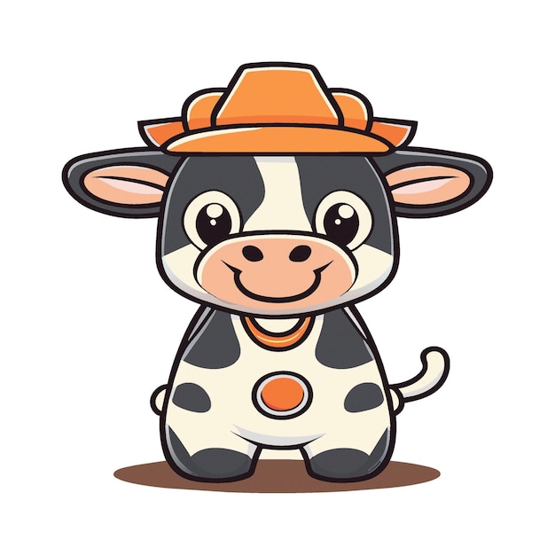 Vector schattige koe karakter clipart artwork met een cowboy 175