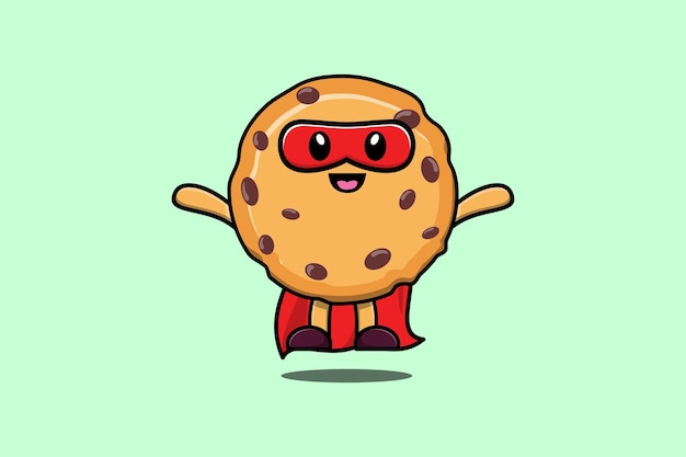 Schattige koekjes superheld karakter villen illustratie cartoon vector in 3D-moderne stijl ontwerp