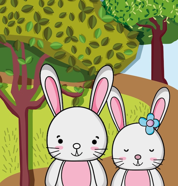 Schattige konijnen cartoons