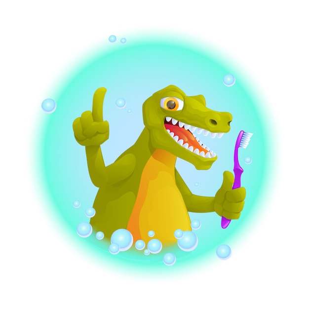 Schattige krokodil houdt tandenborstel