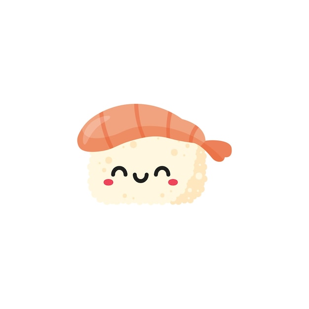 Schattige lachende sushi roll cartoon happy food vectorillustratie