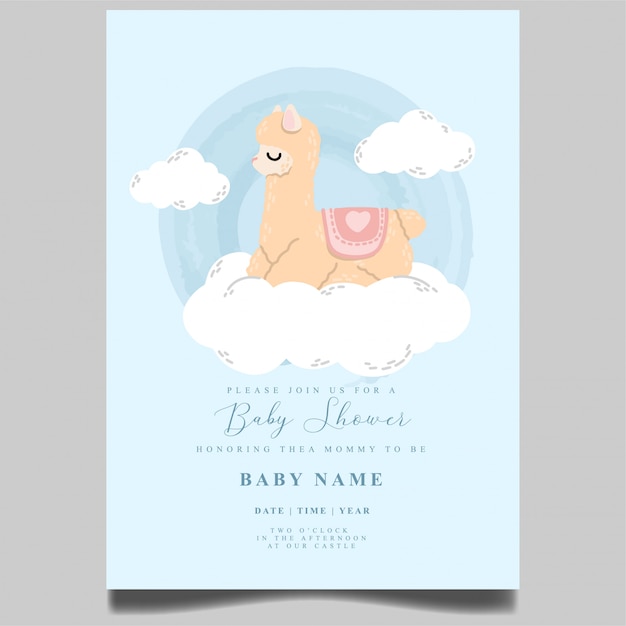 Schattige lama baby shower uitnodiging pasgeboren bewerkbare sjabloon