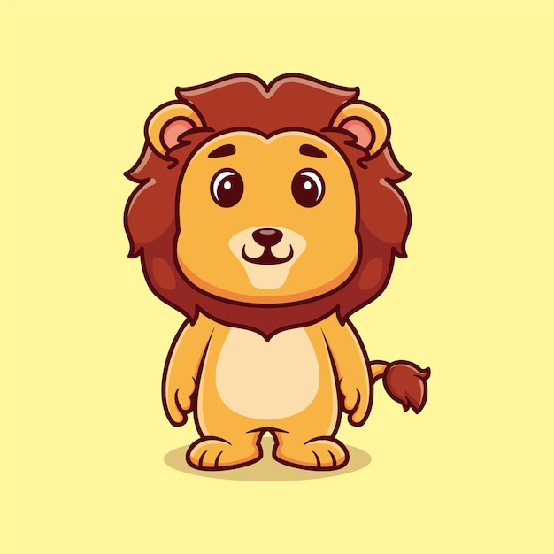 Schattige leeuw staande cartoon vector pictogram illustratie dierlijke natuur pictogram concept geïsoleerd premium