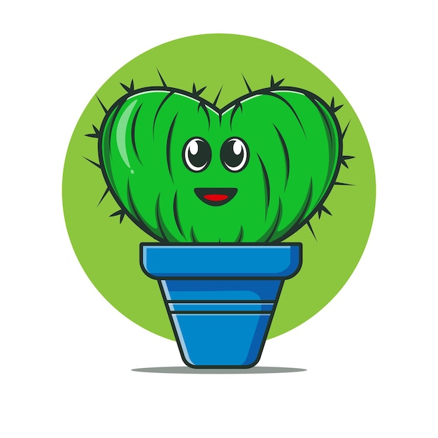 Schattige liefde vormige mini Cactus cartoon pictogram illustratie Fantasy plant concept