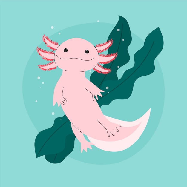 Schattige mariene ajolote-illustratie
