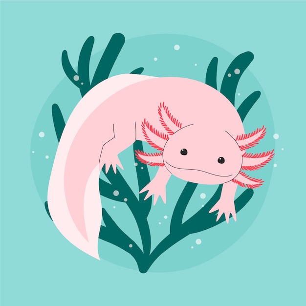 Schattige mariene ajolote-illustratie
