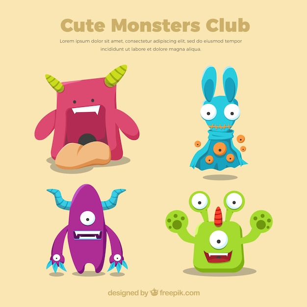 Schattige monsters cartoon