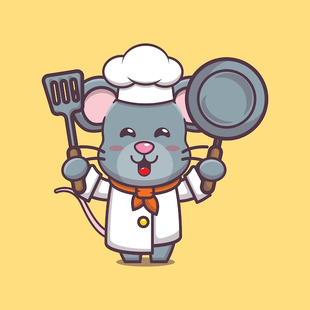 schattige muis chef karakter illustratie