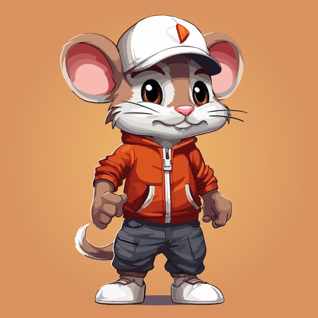 Schattige muis sport mascotte logo pictogram vectorillustratie met geïsoleerde achtergrond