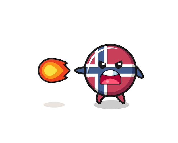 Schattige Noorse vlagmascotte schiet vuurkracht
