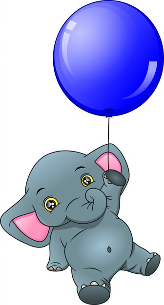 Vector schattige olifant met ballon