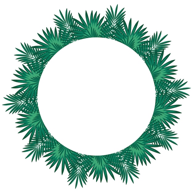 Schattige palmboom ronde frame vector geïsoleerde illustratie