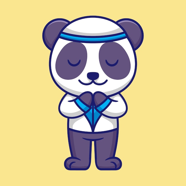 Schattige Panda als moslim in Cartoon Ramadan Vector Illustratie vlakke stijl Concept