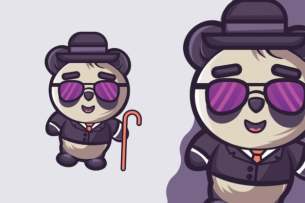 Schattige Panda Boss dierlijk stripfiguur