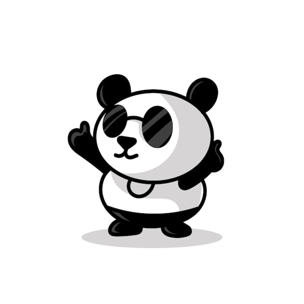 Schattige panda cartoon mascotte logo flat design premium vector