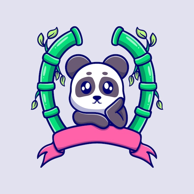 Vector schattige panda cartoon pictogram illustratie geschenk