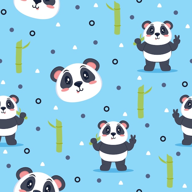 Schattige panda cartoon trendy patroon ontwerpconcepten