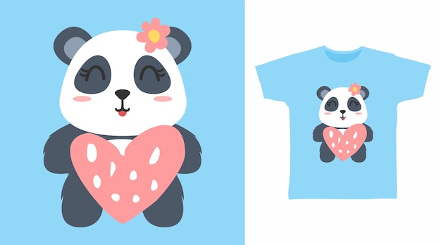 Schattige panda cartoon tshirt ontwerpconcept