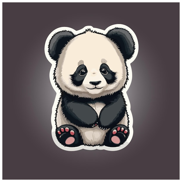 Schattige panda cartoon vector illustratie ontwerpsjabloon hier