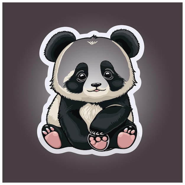 Schattige panda cartoon vector illustratie ontwerpsjabloon hier