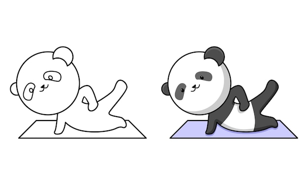 Schattige panda doet training kleurplaat voor kinderen