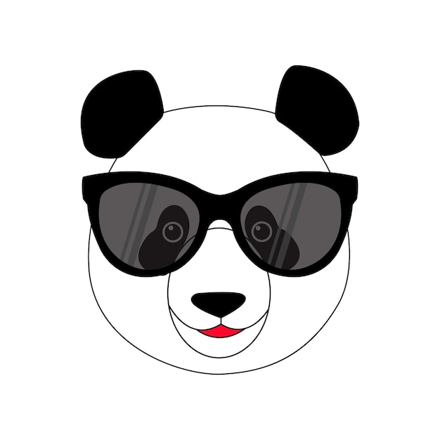 Schattige panda gezicht met bril Vector illustratie geïsoleerd op een witte achtergrond