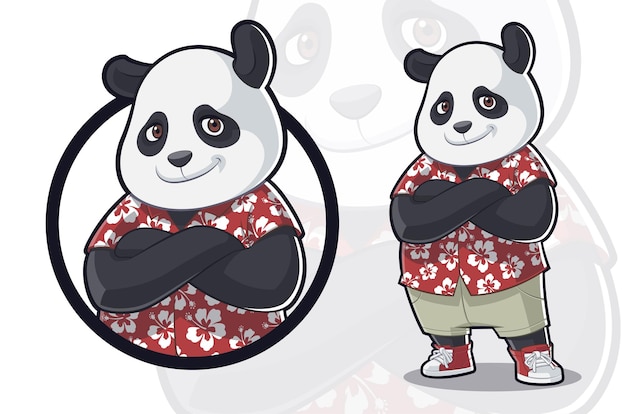 Vector schattige panda hawaiiaans shirt dragen