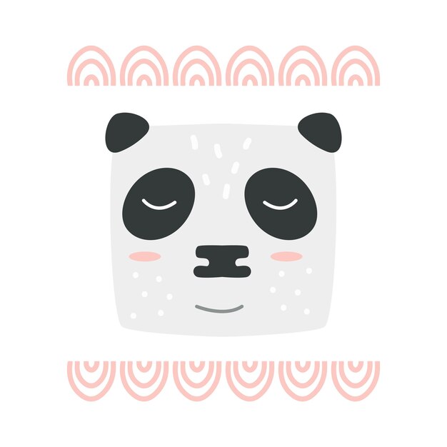 Schattige panda hoofd Hand getekend vector karakter