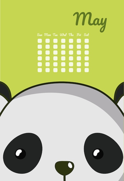 Vector schattige panda kalender cartoon