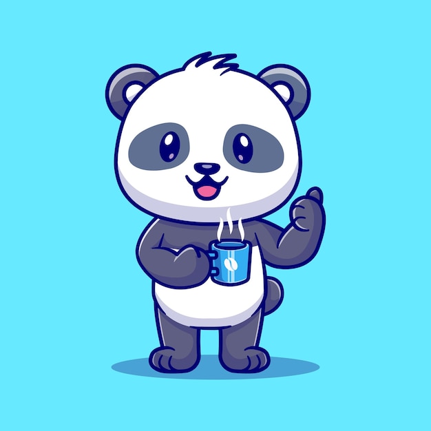 Schattige panda koffie drinken cartoon vector pictogram illustratie. dier drinken pictogram concept geïsoleerd plat