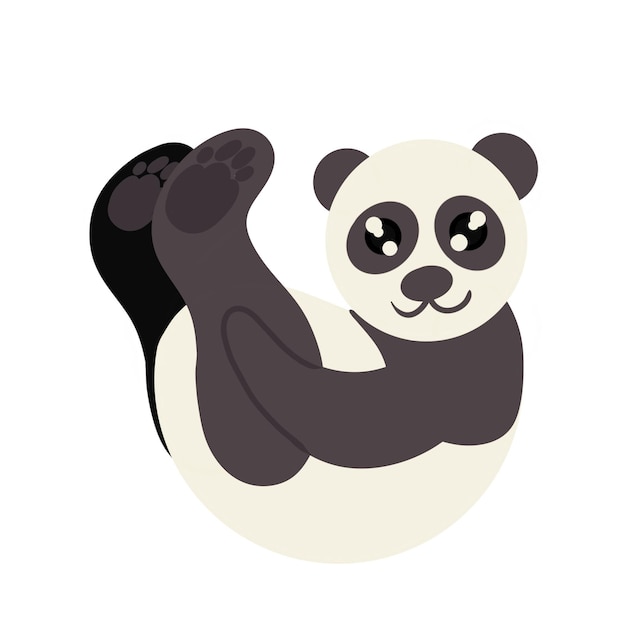 Schattige panda liggend op de rug afbeelding geïsoleerd op een witte achtergrond vectorillustratie