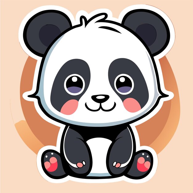 Schattige panda met bamboe hand getekende cartoon sticker pictogram concept geïsoleerde illustratie