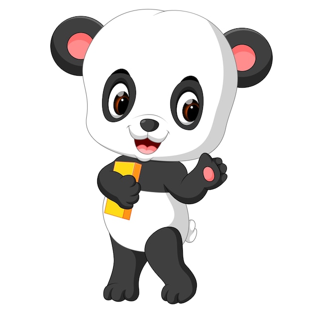 Schattige panda met potlood en boek