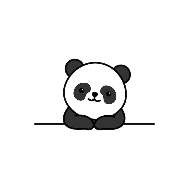 Schattige panda over muur cartoon