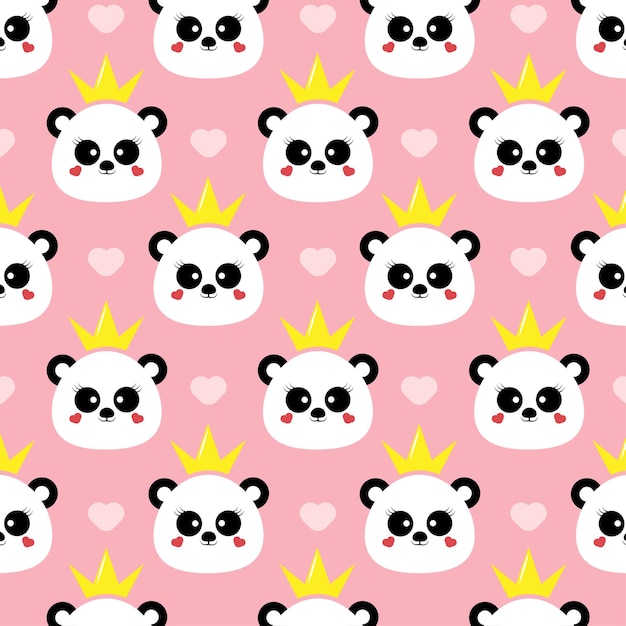 Schattige panda prinses naadloze patroon